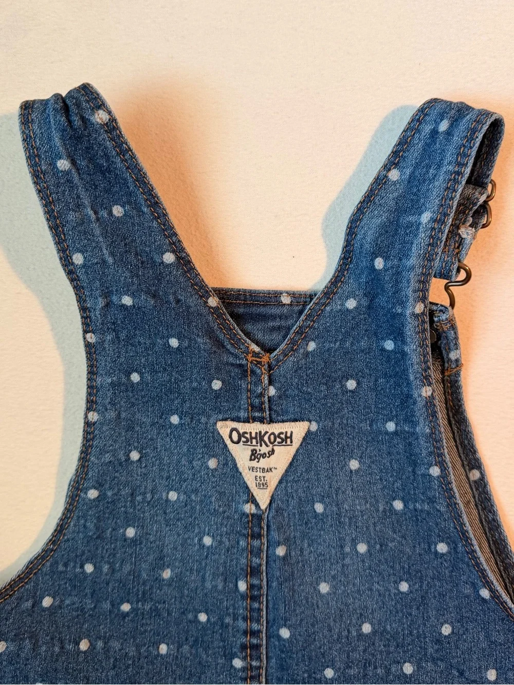OshKosh B'gosh Blue Denim Polka Dot Overalls